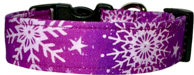 Shades of Pink & Purple Snowflakes Dog Collar